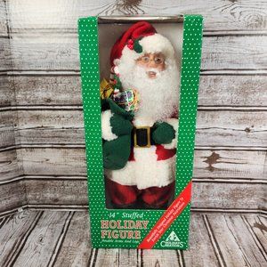 Vtg HOLIDAY CREATIONS 14” Stuffed Holiday Santa Christmas Posable Arms Legs NEW